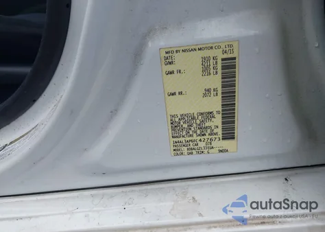 2015 Nissan Altima 2.5 S z USA, uszkodzony, nr VIN 1N4AL3AP6FC427673